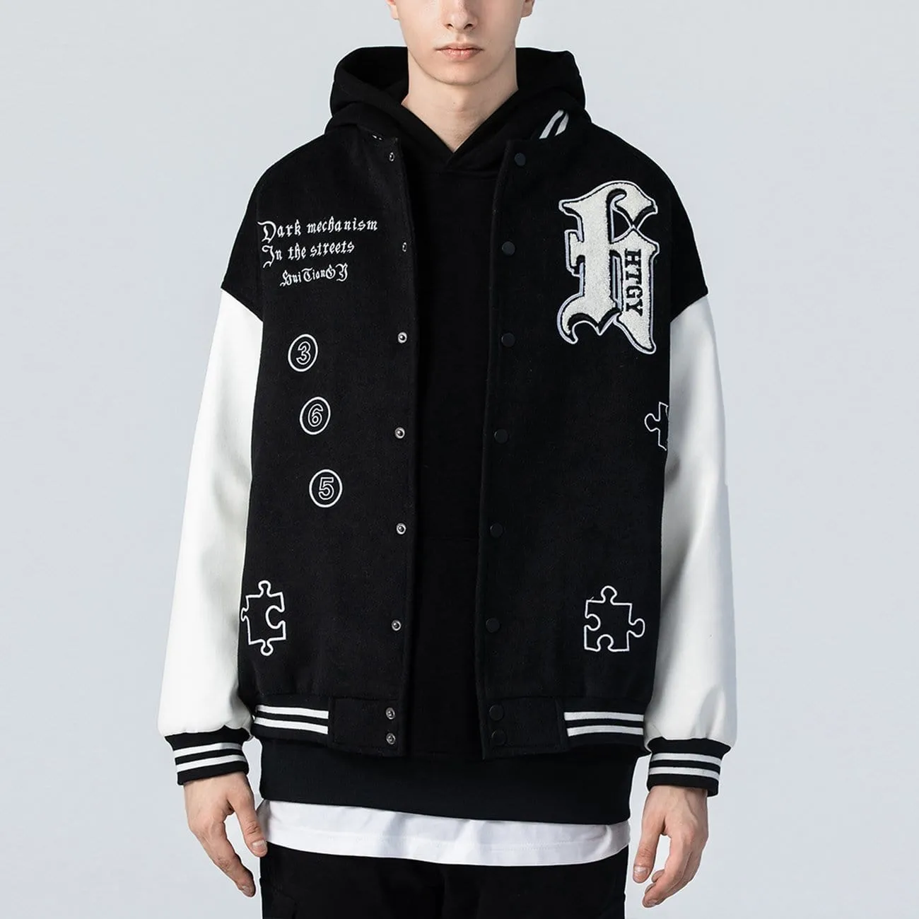 WLS Towel Embroidered Letters Puzzle Print Jacket