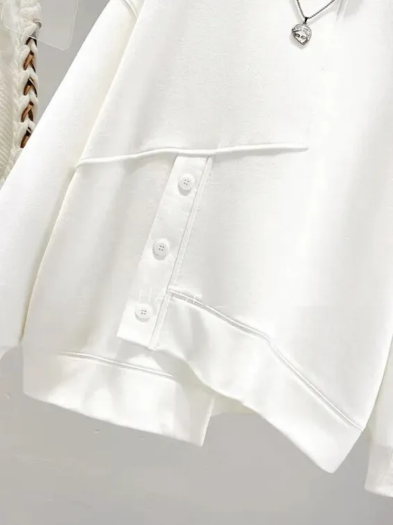 Women's Irregular Loose Hoodie with Half High Collar - SF1572
